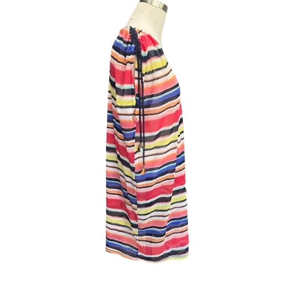 Anne Cole Women's Striped Mesh Swim Top Cover-Up Pink Multi size XS - Picture 7 of 12